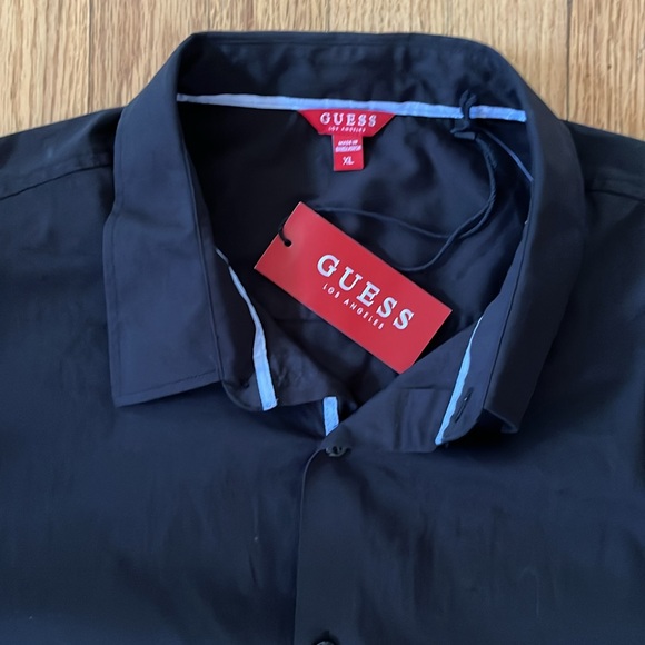 Guess mens black bottom up shirt XL  nwt - Picture 4 of 10